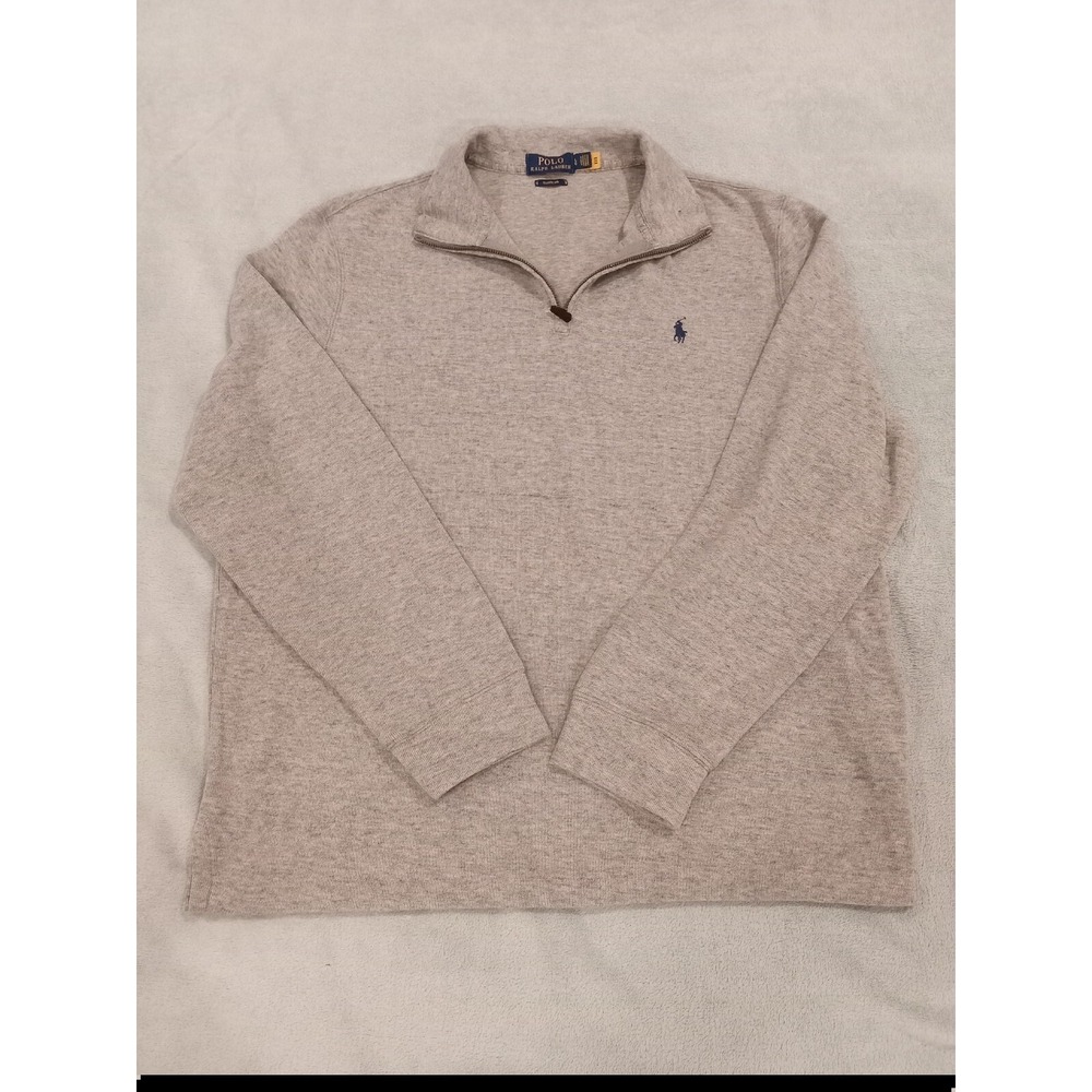 Mens Polo Ralph Lauren 1/4 Zip Pullover Sweater Gray Large